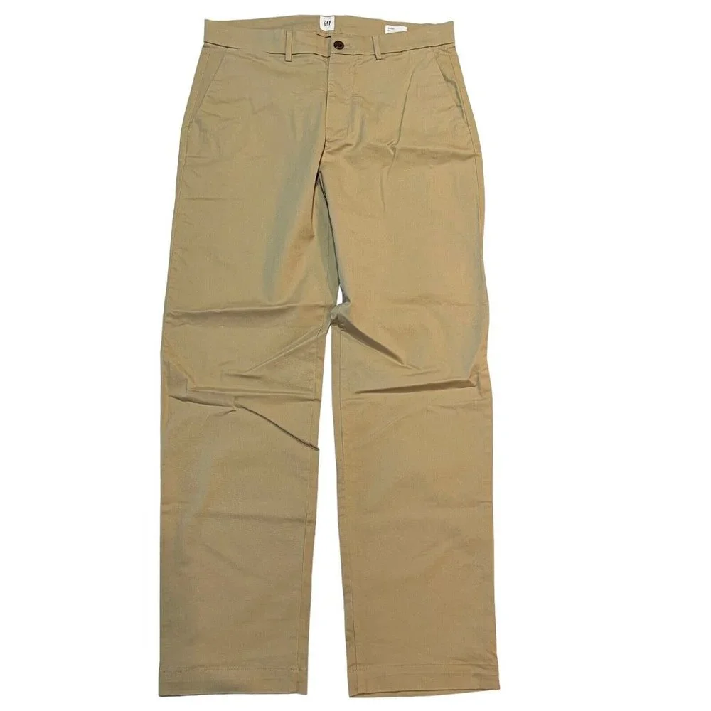 NWT GAP Men's Relaxed Khaki Pants 33x32 Beige Stretch #472761